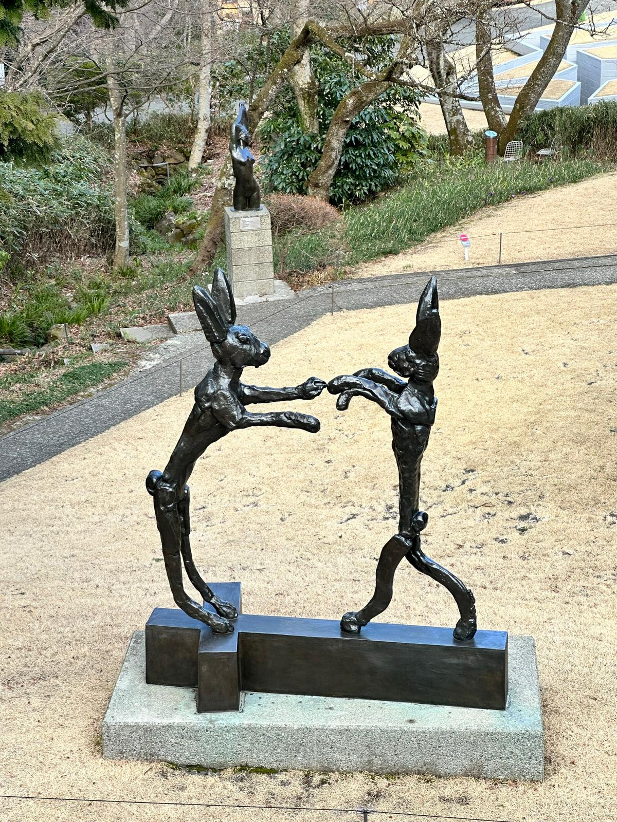 Boxing Rabbits Sculpture
