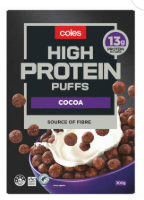 Coles High Protein Cereal Puffs Cocoa