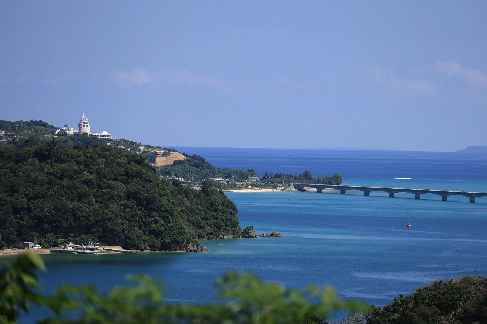 View of the hillside and ocean