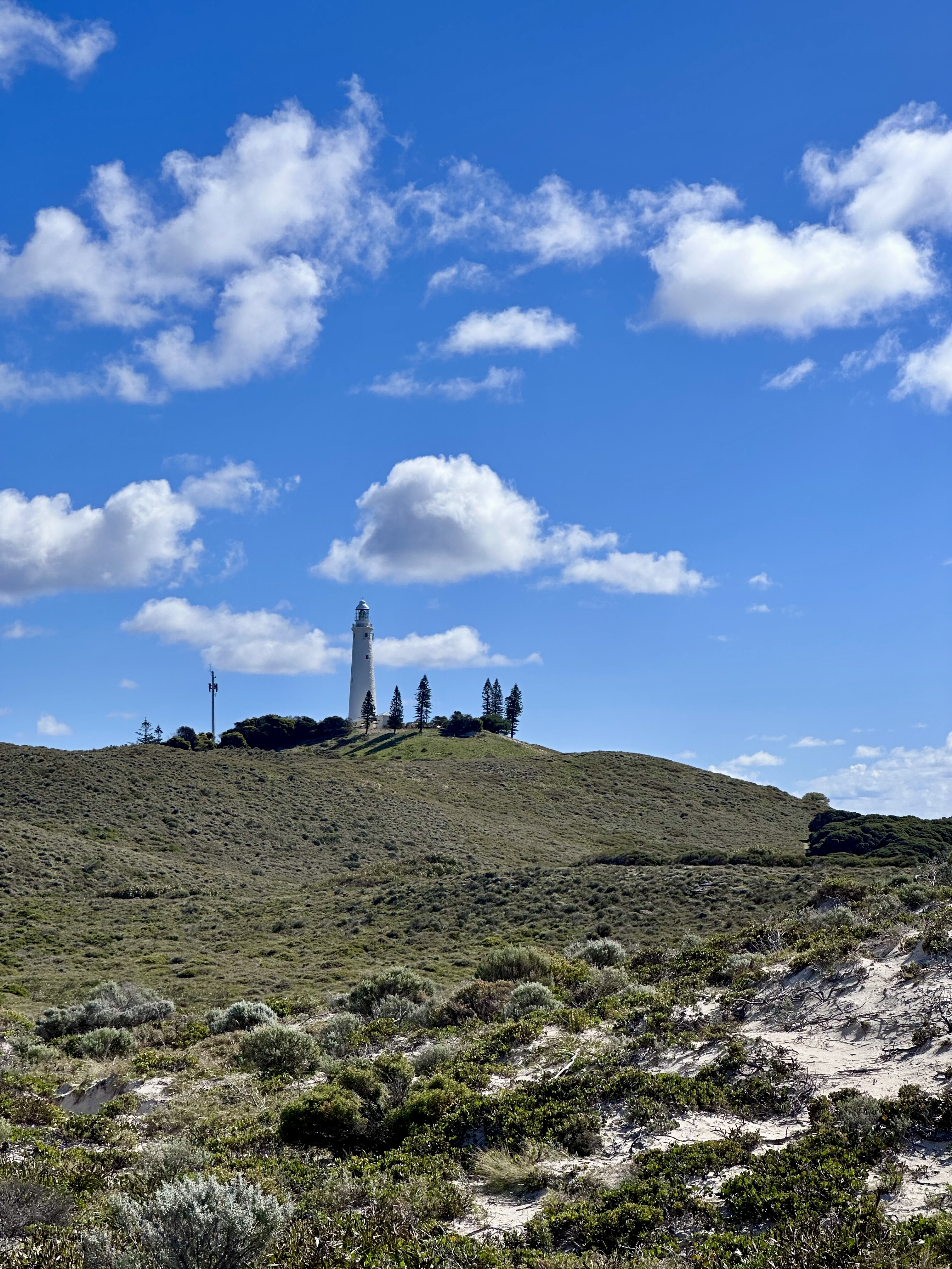 Wadjemup Lighthouse standing tall on a hill at Rottnest Island
