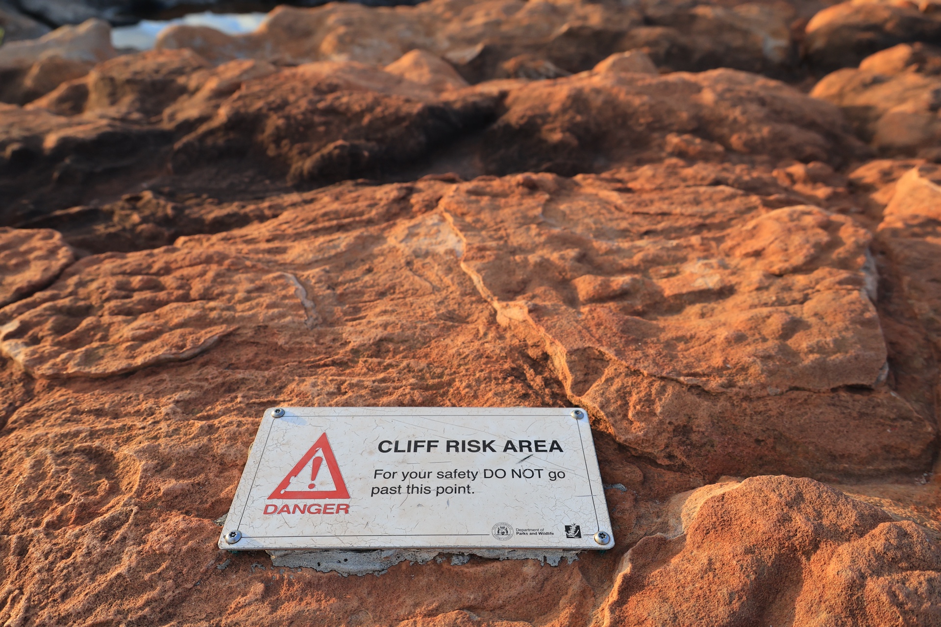 Cliff Risk Area sign